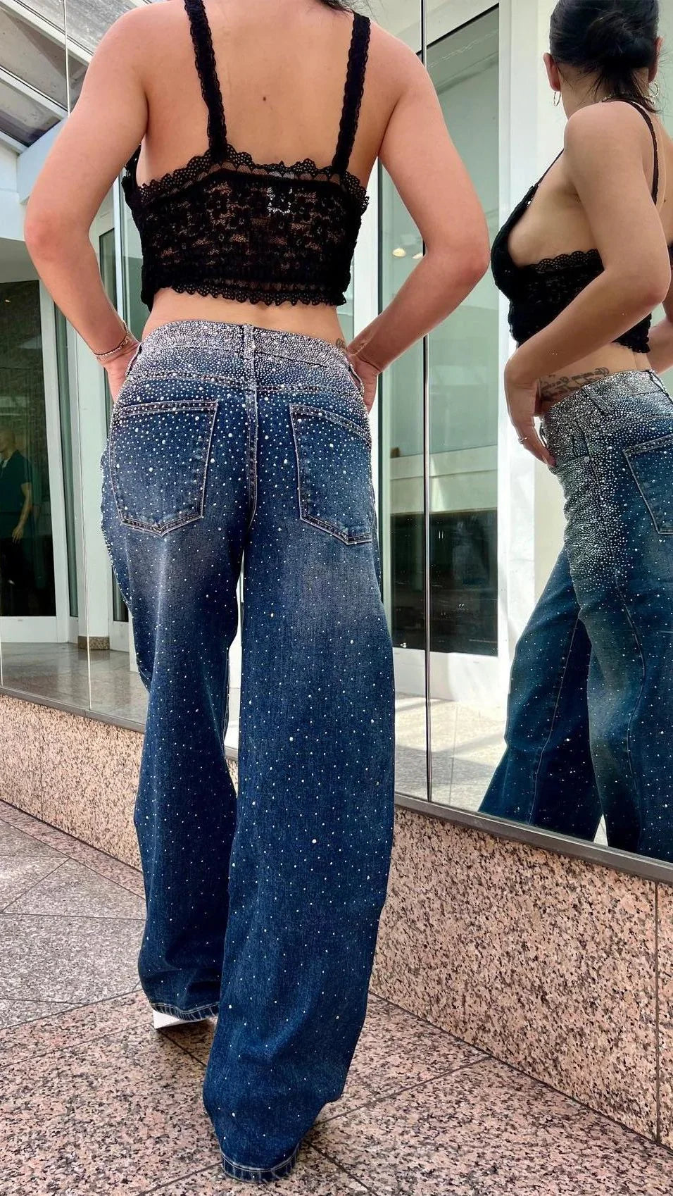 Glitzer Jeans Hose