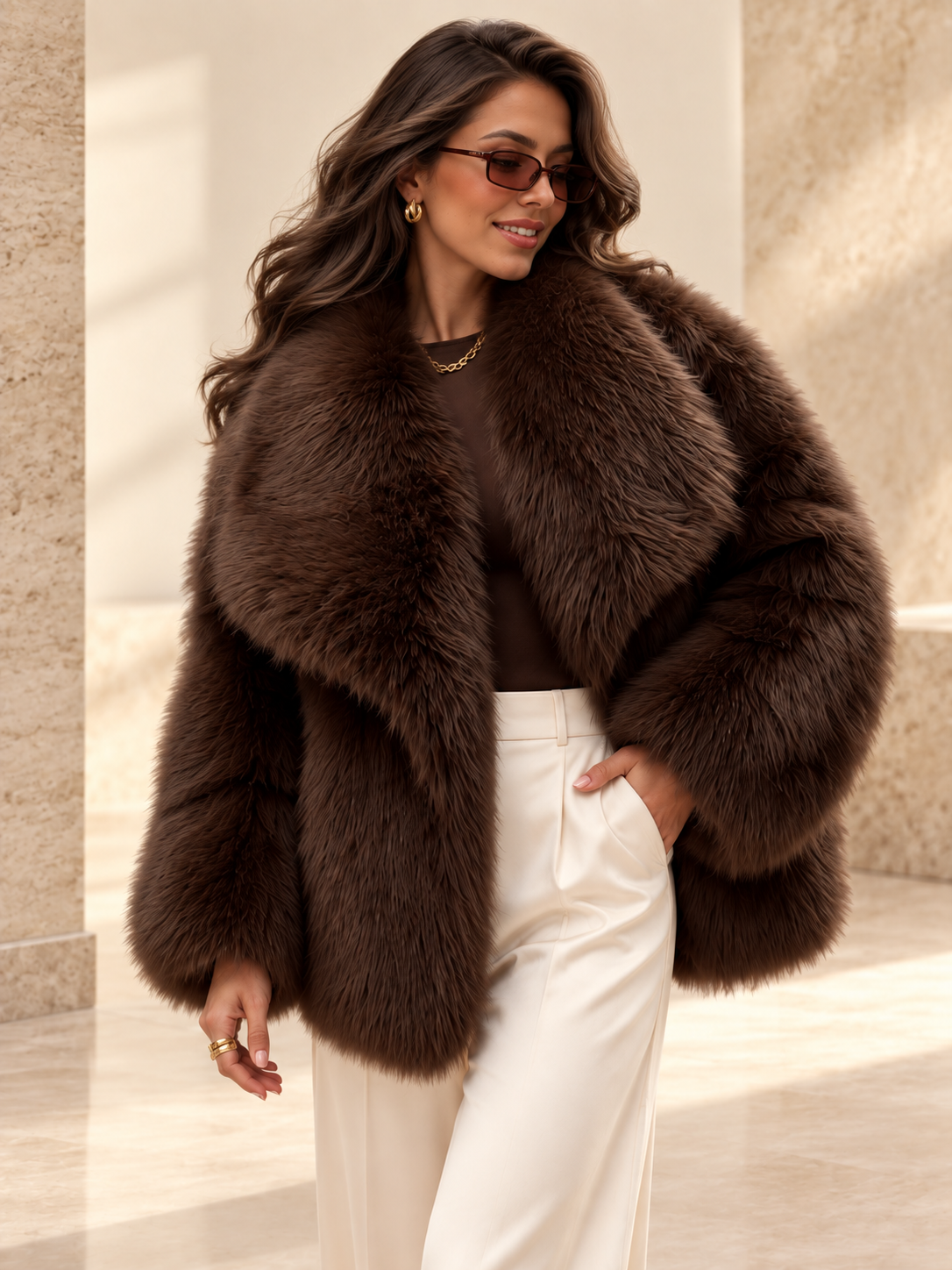 Mocca Royale Oversized Fur Jacket