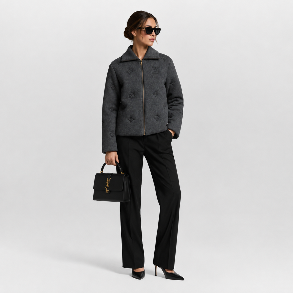 Mademoiselle LV Prestige – Dark Grey Monogram Coat